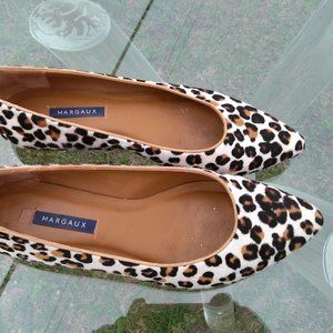 Margaux Leopard Calfhair Pointed Toe Flats 9